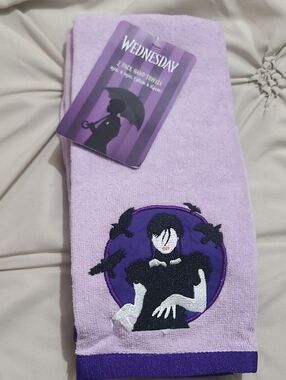 Wednesday Light Purple Embroidered Hand Towel - Pack of 2